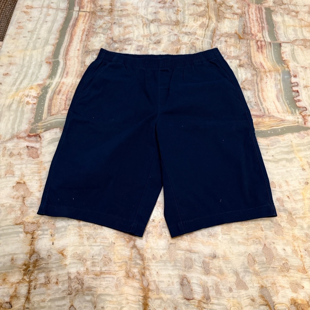 Lands' End Navy Pull On Wide Leg Crop Shorts Women's L22